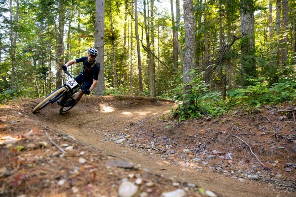 A mountain bike racer